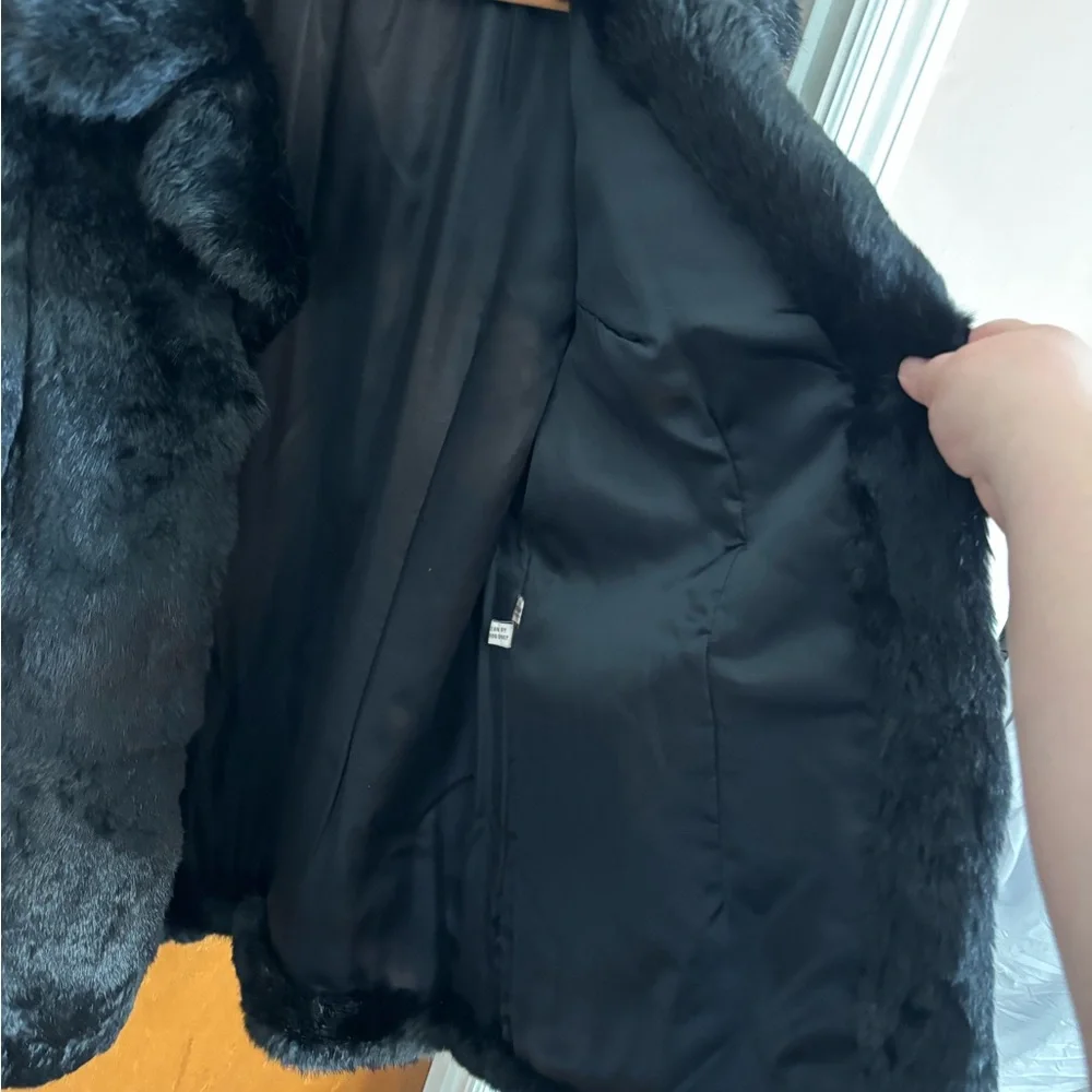 90s vintage Elegant Black Rabbit Fur Teddy Jacket - Picture 7 of 7